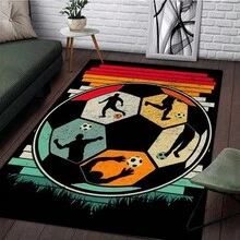1pc Soccer Ball Shaped Home Decor Carpet For Living Room/Bedroom - Multicolor - View 4