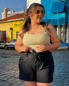 Plus Size Shorts - Black - View 3