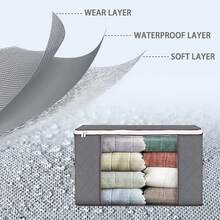 1/3入組加厚被子收納袋,旅行行李袋,玩具收納袋,無紡布防塵收納袋,適用於家居整理 - 灰色 - 查看 3