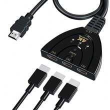 4K 3 合 1 HDMI 兼容切换分配器适配器兼容 PC 电视 PS3 PS4 投影仪显示器 - 黑色 - 查看 2