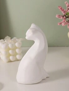 1只樹脂坐著的白貓藝術雕像,家居裝飾藝術品 - 白色 - 查看 4