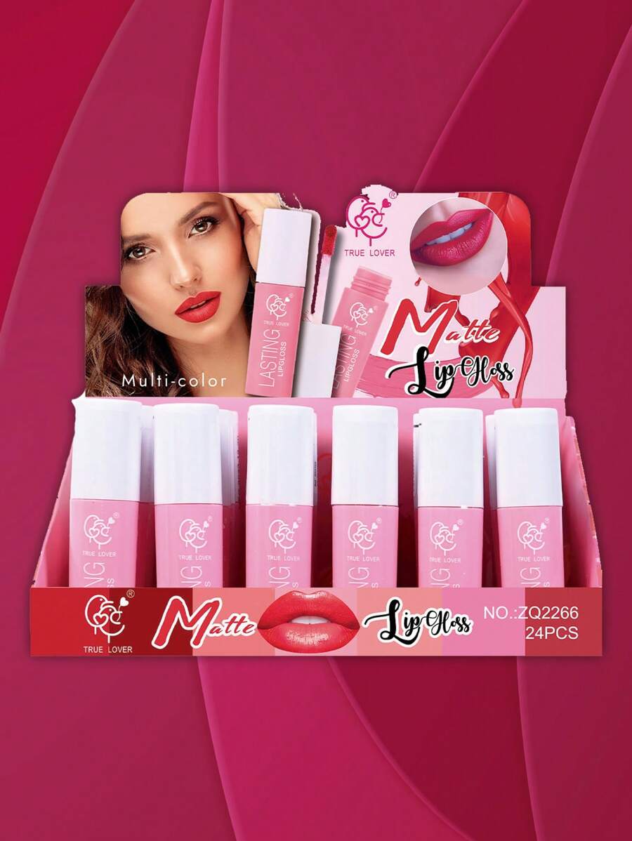 CAJA DE 24 PIEZAS DE BRILLO LABIAL-MATTE LIP GLOSS-LASTING LIPGLOSS - Multicolor - Ver 1
