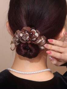 1根黑色女性髮帶,女士鬆緊帶,日常使用的馬尾繩,髮箍配件 - 黑色 - 查看 2