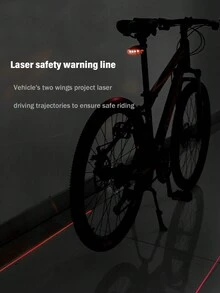 1PC Bicycle Lights, 5LED Ultra Bright Parallel Line Warning Laser Tail Lights, Night Riding Equipment - Black - View 5