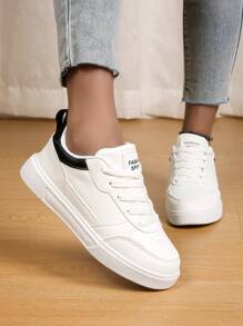 女性休閒運動鞋,秋冬系列,時尚白色運動鞋,適用於學生和女士 - 黑與白 - 查看 5