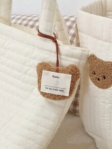 1入棕色卡通泰迪熊娃娃名字吊墜兒童Ins毛絨裝飾娃娃可愛鑰匙扣包吊飾 - 棕色 - 查看 5