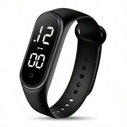 1个装数字LED学生手环手表，触摸屏日期显示，情侣简约时尚运动夜光防水电子手表，适合日常佩戴