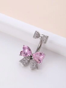 1pc Butterfly Shaped Cubic Zirconia Navel Ring - a belly button ring - View 4