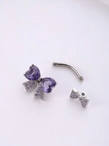 1pc Butterfly Shaped Cubic Zirconia Navel Ring - a belly button ring - View 9