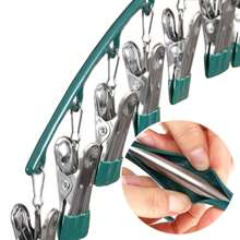 3入組/套不鏽鋼10個夾子衣架,有各種實色,適合晾晒襪子、內衣、毛巾和其他衣物,配備防滑垫和防風夾子,防止衣物受損和滑落,節省空間,易於進行家居晾乾和存儲 - 綠色 - 查看 10