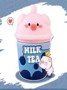 1入組藍色豬形飲料杯鑰匙扣,卡通豬形鑰匙扣,背包掛飾鑰匙扣 - 藍色 - 查看 5