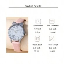 2pcs/Set Small Dial Minimalist Watch & Unicorn Pattern Bracelet, Suitable For Birthday, Halloween, Other Occasions - Pink - View 2