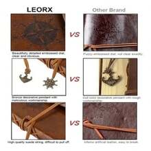 Libreta Vintage De Piel Cuaderno De Bolsillo - Negro - Ver 3