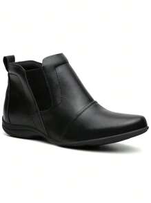 Bota Feminina Botinha Rasteira Sem Salto Leve Confortável - Aproveite - Preto - Visão 1