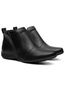 Bota Feminina Botinha Rasteira Sem Salto Leve Confortável - Aproveite - Preto - Visão 3