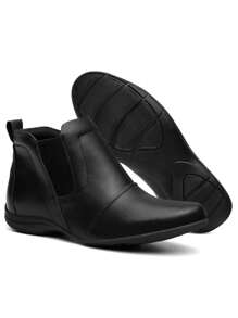 Bota Feminina Botinha Rasteira Sem Salto Leve Confortável - Aproveite - Preto - Visão 2