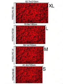 1pc Polyester Red Rose Flower Valentine'S Day Backdrop Cloth, Multiple Sizes Available Suitable For Proposals, Wedding Celebrations, Backdrop Decorations, Romantic Date Decorations - Multicolor - View 2