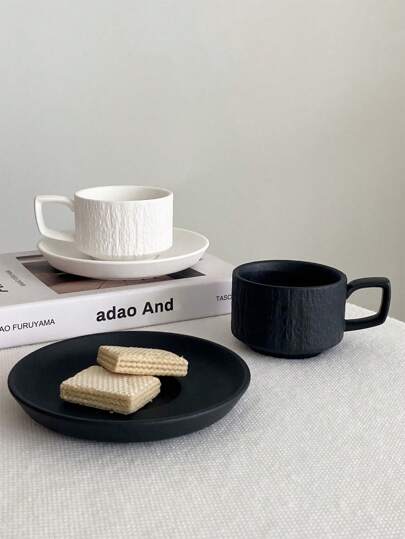 1 st matt keramik kaffekopp och fatset, elegant lyxigt porslin för hemmet, kontoret, eftermiddagste, lämplig för sovrum, vardagsrum, matsal, utmärkt present och festtillbehör