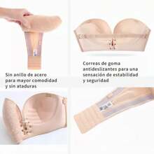 Moda Brasier Push Up Strapless Sin Tirantes Invisible Bra - Negro - Ver 11