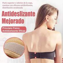 Moda Brasier Push Up Strapless Sin Tirantes Invisible Bra - Negro - Ver 5