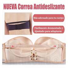 Moda Brasier Push Up Strapless Sin Tirantes Invisible Bra - Negro - Ver 10