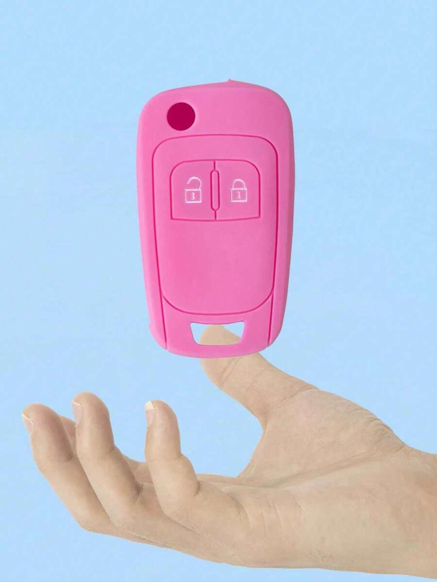 1入組螢光藍色矽膠汽車鑰匙套,2個按鈕,適用於opel Astra J Corsa D,zafira A C,mokka,insignia,meriva - 粉色 - 查看 1