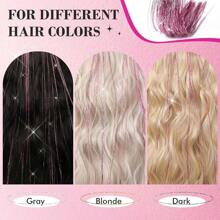 1 Pc Sparkle Shiny Hair Tinsel Hair Extensions Dazzles Women Hippie For Braiding Headdress Hair Braiding Tools Long 90cm/120cm - Pink - View 6