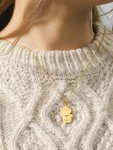 1條女士不鏽鋼愛情圖案卡通男孩和女孩吊墜項鍊,家庭聖誕禮物 - 小人系列 - 查看 11