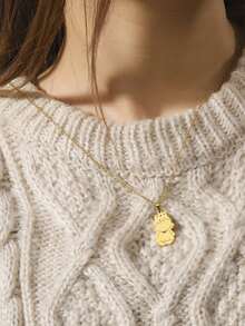 1條女士不鏽鋼愛情圖案卡通男孩和女孩吊墜項鍊,家庭聖誕禮物 - 小人系列 - 查看 8