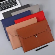 1個高容量皮革防水拉繩文件袋,適用於商務使用 - 紅色 - 查看 2