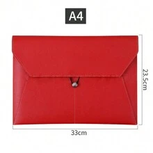 1個高容量皮革防水拉繩文件袋,適用於商務使用 - 紅色 - 查看 1