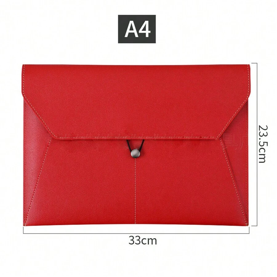 1個高容量皮革防水拉繩文件袋,適用於商務使用 - 紅色 - 查看 1