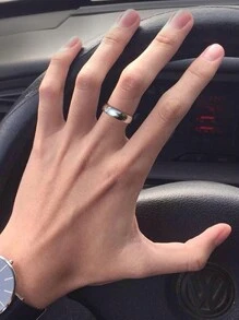 1pc Simple Polished Ring, Men'S High-End Texture Wedding Ring, Fashionable And Versatile Couple Ring, Christmas Gift, Exquisite Daily Accessory - Ring - View 3