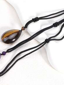 1 件天然石吊墜水滴形水晶項鍊適合男士女士日常佩戴靈氣治療珠寶禮物 - Necklace - 查看 4