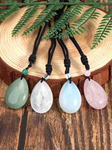 1 件天然石吊墜水滴形水晶項鍊適合男士女士日常佩戴靈氣治療珠寶禮物 - Necklace - 查看 3