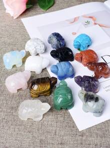 1 件裝天然水晶玫瑰石英龜甲晶蛋白石動物治療石家居裝飾魚缸工藝品小裝飾品 - 彩色 - 查看 4