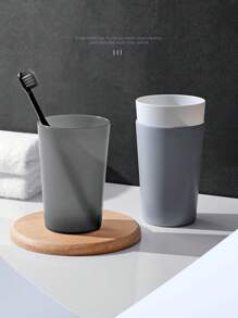 1入組漱口杯家用簡約透明牙杯磨砂情侶杯創意塑料牙刷杯飲水杯 - 彩色 - 查看 7