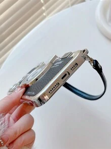 有趣的立體電鍍復古相機吊帶手機殼，適用於蘋果15promax 14 13 12 11全包式防摔保護殼 - 黑色 - 查看 4