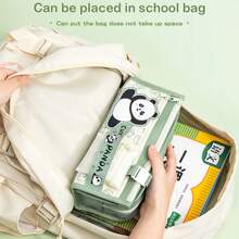 可愛的熊貓鉛筆盒,大容量文具盒,卡通鉛筆筆座筆組織袋,適用於學校辦公室用品 - 黑色 - 查看 5