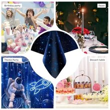 1pc Birthday Party Tablecloth Starry Sky Printed Peva Waterproof & Oil-Proof Table Cover - one-size - View 7