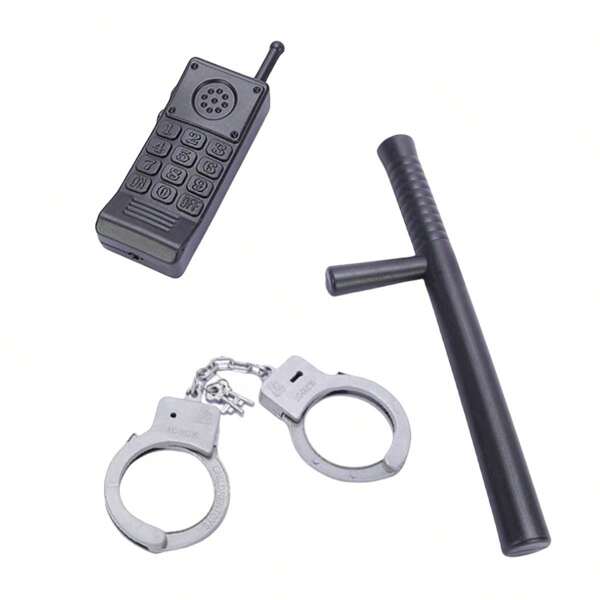 Police Role Play Toy Set With Pretend Handcuffs And Walkie Talkie, Style Random