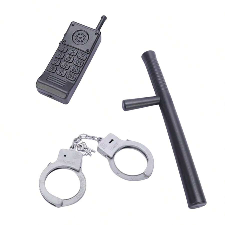 Police Role Play Toy Set With Pretend Handcuffs And Walkie Talkie, Style Random