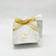 10件組伊斯蘭節慶糖果盒套組，月亮與星星圖案禮品袋，附Eid Mubarak包裝，適合慶祝活動，Kareem禮盒套組，附伊斯蘭裝飾 - 金色 - 查看 3