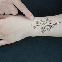 30張黑花紋暫時性刺青貼紙,小尺寸草圖線條繪畫風格,軀幹、手臂、肩膀、鎖骨、腳踝藝術化妝時尚仿真刺青貼紙,適合女性 - 彩色 - 查看 7