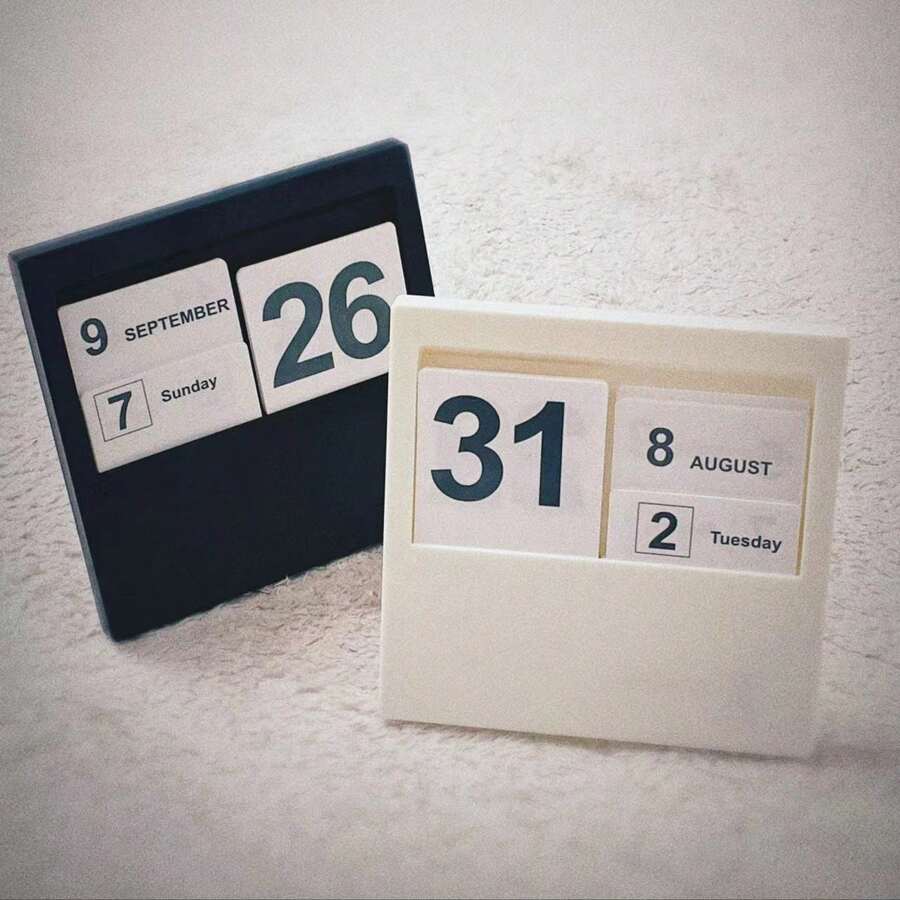 迷你德蘭士臺曆,創意滿分的diy組裝日曆架,潮流生日禮物,藝術攝影道具,辦公室裝飾 - 黑色 - 查看 1