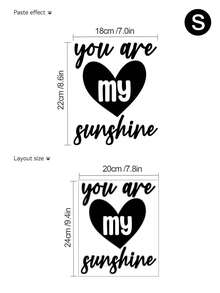 mama look 1入黑色心形英文引言壁貼自粘藝術裝飾，適用於臥室客廳 - 黑色 - 查看 2