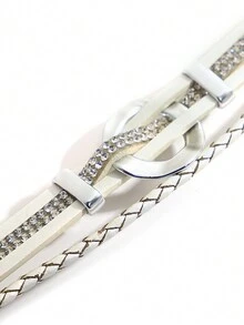 1條橢圓迷人皮革手鍊,女性優雅包裝手鍊,聖誕節日派對珠寶禮物 - 白色 - 查看 3