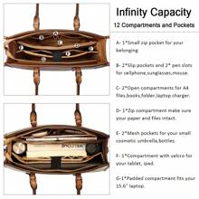 Laptop Bags For Women 15.6 Inch Handbags Designer Laptop Tote Bag Large PU Leather Ladies Shoulder Bag For Work School Shopping Business - 棕色 - 查看 2