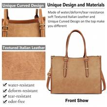 Laptop Bags For Women 15.6 Inch Handbags Designer Laptop Tote Bag Large PU Leather Ladies Shoulder Bag For Work School Shopping Business - 棕色 - 查看 5