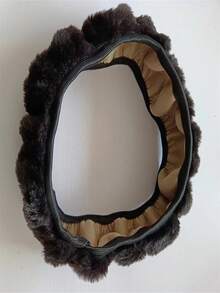 Plush Warm Steering Wheel Cover For Car Interior Decoration - Yellow - View 2